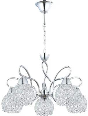 Obrázok produktu pre HowHomely závesné svetlo Crystal fivefold silver 70x50 cm sklo pochrómovaná oceľ