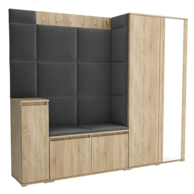 Produktbild von Garderobe LUTON 8 SONOMA 15 - Farbe: Sonomaholz, moderne Garderobe 40x220x186 cm, funktionelle Lösung für den Flur, Garderobe, Möbel für den Flur,