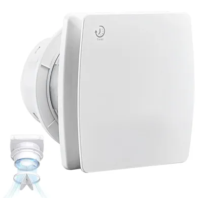 Image de Ventilateur de salle de bain - Ventilateur d'extraction avec minuterie - 100 mm - 34 dB - Blanc