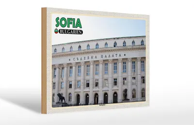 Produktbild von Holzschild Reise 30x20cm Sofia Bulgarien Justizpalast