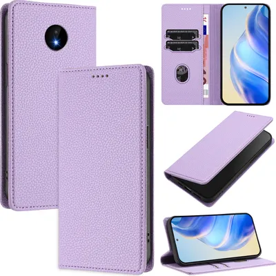 Produktbild von Litchi Leder Handyhülle für Nokia C10 / C20 Wallet Kartenfächer Standfunktion Hülle Violett