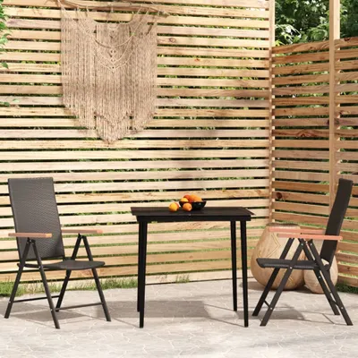 Produktbild von The Living Store 3-tlg. Garten-Essgruppe Schwarz