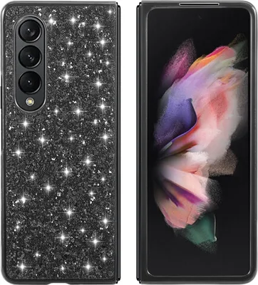 Produktbild von Für Samsung Galaxy Z Fold4 5G Glitzer Diamant Design Handy Tasche Hülle Schwarz