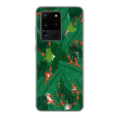 Produktbild von MuchoWow® Handyhülle Schutzhülle Hülle für Samsung Galaxy S20 Ultra Blumen - Blätter - Muster Silikon Softcase Handy Hülle - Karteninhaber