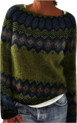 Produktbild von ASKSA Damen Pullover Elegant Rundhals Sweatshirt Casual Winterpullover mit Aufdruck Gestrickter Pullover Warme Bequem Langarm Mode Autumn Winter Oberteile,Armeegruen,M