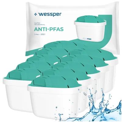 Produktbild von Wessper aquamax ANTI-PFAS Wasserfilter 10x für Filterkanne – reduziert PFAS, Chlor und Schwermetalle