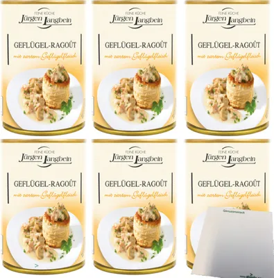 Produktbild von Jürgen Langbein Geflügel-Ragout mit zartem Geflügelfleisch 6er Pack (6x400g Dose) + usy Block