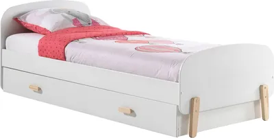 Produktbild von Einzelbett Karilynn 206x95x73 Kinderbett MDF+Massivholz Weiß