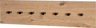 Produktbild von HAKU Wandgarderobe Eiche hell, schwarz - MDF, Metall, B/H/T: 80x20x5 cm