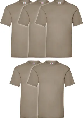 Produktbild von 5er Pack Fruit of the Loom Valueweight T-Shirt + GRATIS MyShirt Stoffbeutel Farbe: khaki Größe: XL