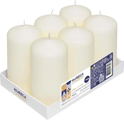 Zdjęcie produktu dla Bezwyrazowe świece filarowe - kolor kości słoniowej - zestaw 6 dekoracyjnych świec - średnica 6 cm x wysokość 12 cm (2,36 x 4,72 cala)