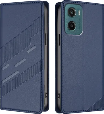 Produktbild von Hülle für Motorola Moto G05, Kunstleder Brieftaschen Handyhülle mit Kartenfach und Standfunktion Blau