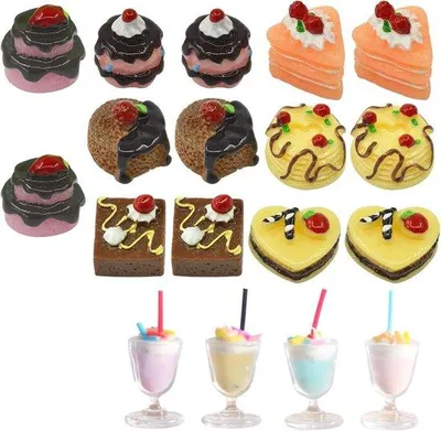 Image de Allecto Plus - Ensemble de mini-accessoires pour cuisine de poupée - Jouets alimentaires - 18 pièces - Jeu de simulation - Mini-ensemble de nourriture - Pour enfants et adultes
