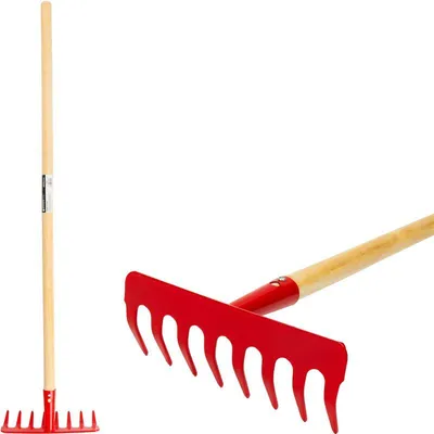 Immagine prodotto di Rastrello Strend Pro Herrison 813-04, da giardino, in metallo, 8 denti, manico in legno 900 mm, mini