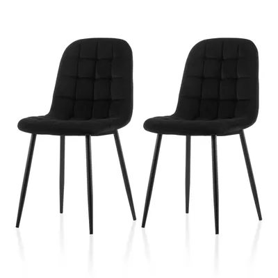 Image de CLIPOP Lot de 2 chaises de cuisine, velours chaise à coque,Noir