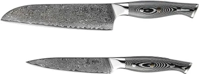 Obrázok produktu pre Súprava nožov Damascus 2-dielny nôž Santoku - príborový nôž