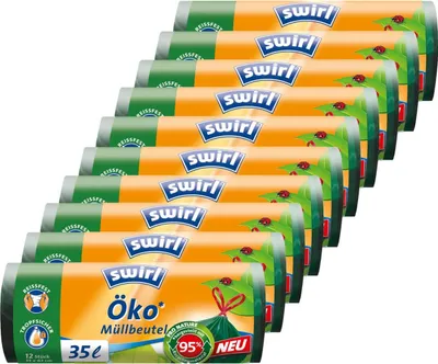 Produktbild von Swirl Öko Müllbeutel 35L 12 stk./ Rolle mit Zugband (10er Pack)