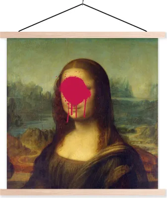 Produktbild von MuchoWow® Textilposter Mona Lisa - Leonardo da Vinci - Kunst 120x120 cm mit holzfarbenen Rahmen - Textil-Poster