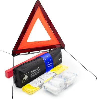 Produktbild von FLEXEO KFZ-Verbandtasche inkl. Warndreieck und Warnweste DIN 13164, Erste-Hilfe-Set fürs Auto, schwarz