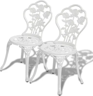 Produktbild von Bistro-Stühle 2 Stk. Aluminiumguss Weiß