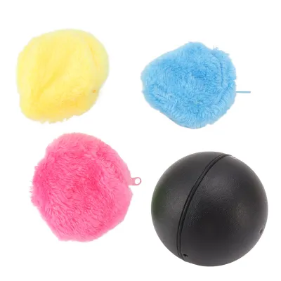 Image de Boule roulante automatique pour nettoyer le sol – Jouet interactif pour animaux domestiques avec revêtement en peluche