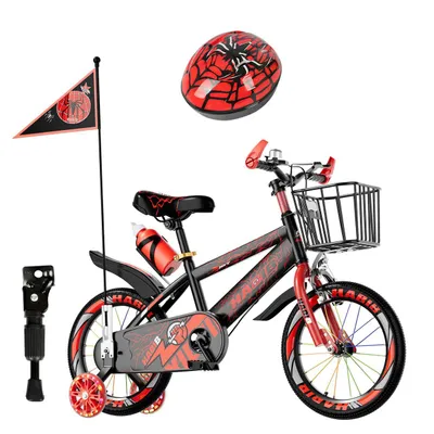 Produktbild von Habib Jungenfahrrad Kinderfahrrad 12 14 16 Zoll ab 3 Jahre Stützräder Korb Helm: Rot / 16 zoll