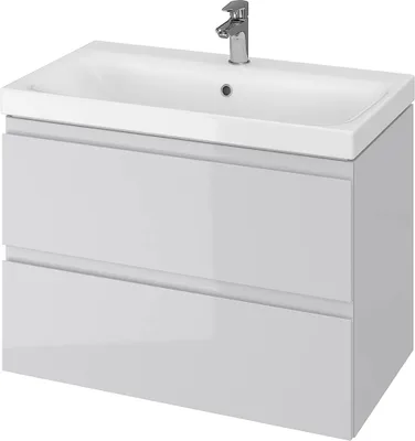 Produktbild von BADLAND Badmöbel Set Badezimmerschrank mit Keramikwaschbecken, 2-Schubladen MODUO SLIM 80 Grau