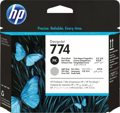 Zdjęcie produktu dla HP Głowica drukująca DesignJet 774 (atrament czarny fotograficzny / jasnoszary), Seria drukarek HP DesignJet Z6810 Production, drukarka HP DesignJet Z6610 Production, Termiczny druk atramentowy, Czarny, Szary, P2W00A, Biznes, Singapur