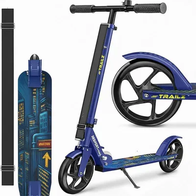 Immagine prodotto di RE:SPORT® Cityroller per bambini e adulti, con campanello e tracolla | Monopattino pieghevole e regolabile in altezza, fino a 100 kg | Monopattino per bambini con ruote grandi, scooter, monopattino