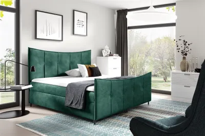 Produktbild von Boxspringbett Schlafzimmerbett FABIEN LUX 180x200cm Grün inkl. Bettkasten