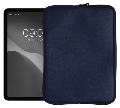 Produktbild von kwmobile Schutzhülle aus Canvas kompatibel mit 9,7"-11" Tablet Hülle - Canvashülle für Tablet mit Reißverschluss - Dunkelblau