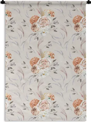 Produktbild von MuchoWow® Wandteppich Wandbehang Blumen - Blätter - böhmisch 60x90 cm Tapisserie Dekoration Wandtuch - Foto-Teppich - Abwaschbar