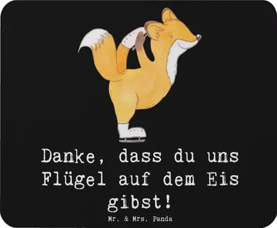 Produktbild von Mr. & Mrs. Panda Mousepad Eiskunstlauf Trainerin Danke - Schwarz - Geschenk, mousematte, Freiheit, Danksagung, pc mausunterlage, Sportart, Talent, Durchhaltevermögen