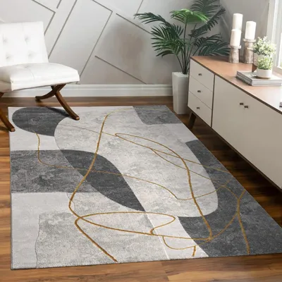 Produktbild von Teppich Kurzflor Abstrakt Wohnzimmer schmutzabweisend Grau Rechteckig 240x340 | 60% Polypropylen, 40% Polyester | Florhöhe: 11 mm | pflegeleicht