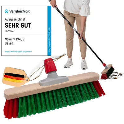 Produktbild von Novaliv Gartenbesen Elaston 40 cm Besenkopf Elaston Borsten Ideal als Besen draußen Straßenbesen harte borsten Terassenbesen Hofbesen Stallbesen Kehrbesen Industriebesen Outdoor broom