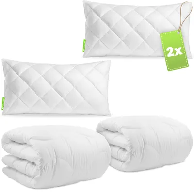 Produktbild von Microfaserbettdecke + Kopfkissen Bettdecke & Kopfkissen-Set - 2-Set Kopfkissen - Ganzjahresdecke