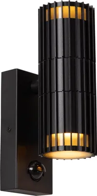Produktbild von Außenwandleuchte Aluminium mit Bewegungsmelder GU10 IP44 Up Down H: 22,2 cm Frame Schirm Schwarz 2-flammig