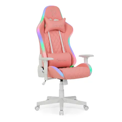 Produktbild von Ranqer Halo RGB/LED Gaming Stuhl | Gaming Stuhl mit RGB LED-Beleuchtung, 350 Farben und Effekten, Höhenverstellbare Armlehnen, Rundum Drehbar, Ergonomischer Bürostuhl, Rosa