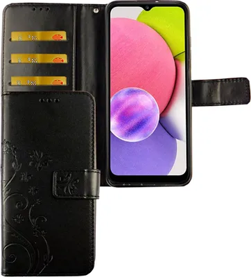 Produktbild von Samsung Galaxy A02s Tasche Handy Hülle Schutz-Cover Flip-Case mit Kartenfach Schwarz