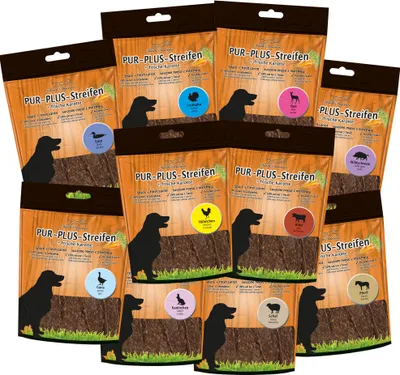 Produktbild von 10x100g Schecker PUR Plus Streifen Testpaket - 10 versch. Sorten je Pckg.- gluten- und getreidefrei