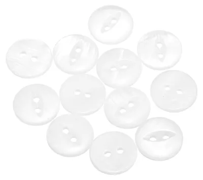 Muschelknöpfe 15 mm, 12 Stück, Perlmutt, 2 Löcher, weiß