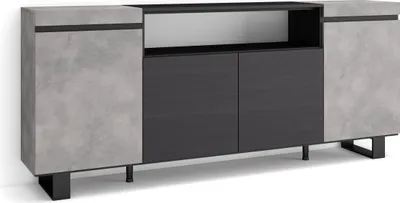Image de COZY Buffet salon et cuisine, 200x35x87cm, 4 Portes, Ciment