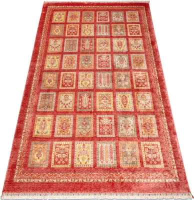 Produktbild von HERIZ A0985A Teppich Orientalisch, Rahmen burgund - Bambusgarn, exklusiv, stilvoll rot 200x290 cm