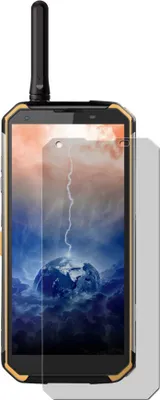 A rugged smartphone with a screen protector placed over its display.