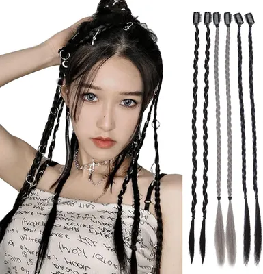 Zdjęcie produktu dla Przedłużanie włosów, 48 cm - zestaw 6 sztuk - Przedłużanie włosów typu clip-in - Naturalne/Syntetyczne - Włókna odporne na wysoką temperaturę - Warkocze wykonane ręcznie