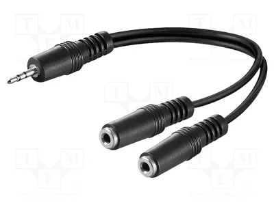 Productafbeelding van 1x Kabel met 3,5 mm jackstekker (3-polig), 3,5 mm tulpstekker (3-polig), en 2 x 3,5 mm jackaansluitingen voor audio en video