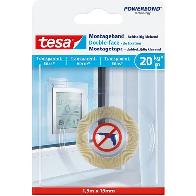 Immagine prodotto di tesa 77740-00000-00 Nastro di montaggio, per superfici trasparenti e vetro, fino a 20 kg/m, 1,5 m, trasparente(T)