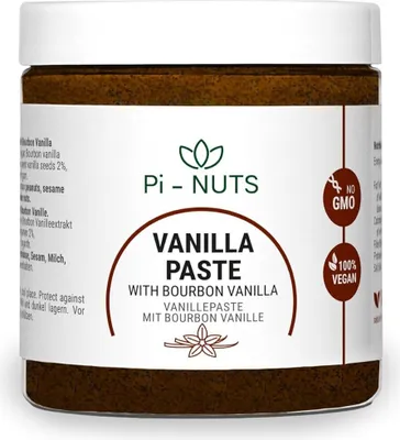 Produktbild von Pi-nuts Vanille Paste aus Bourbon-Vanillebohnen und Vanilla Extract - Intensives Aroma - Glutenfrei, keine Konservierungsstoffe - Zum Backen - 250 g