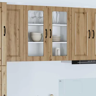 Produktbild von vidaXL Wandglas-Schrank PORTO Artisan-Eiche 80 x 31 x 80 cm