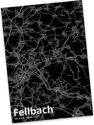 Produktbild von Mr. & Mrs. Panda Postkarte Fellbach - Geschenk, Stadt, Grußkarte, Dorf Karte Landkarte Map Stadtplan, bildkarte, Postkarten, Ansichtskarte, Fotokarte